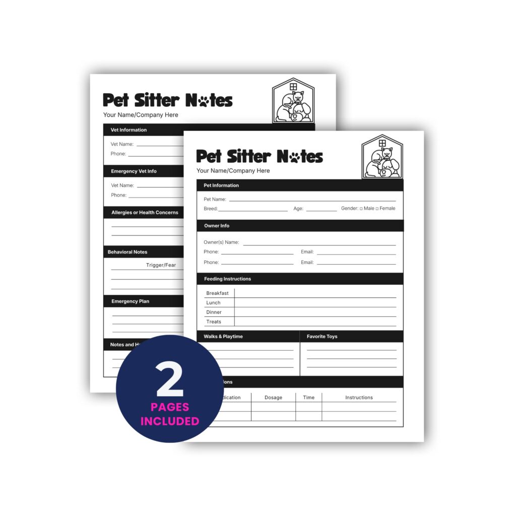 Pet Sitter Notes